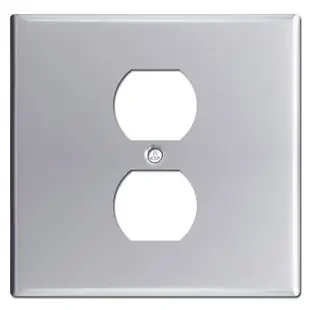Wide Single Duplex Wall Cover – Polished Chrome
