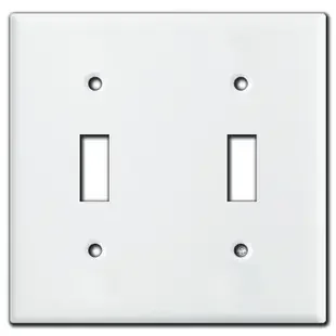 Wide-Spread 2 Toggle Switch Wall Plate for Dual Boxes – White