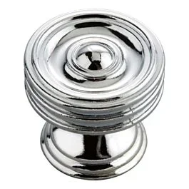 Williamsburg circle Style Cabinet Hardware Knob, Chrome 1-1/4 Inch Diameter.