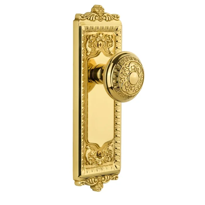 Windsor Long Plate with Windsor Knob – Polished Brass – Grandeur