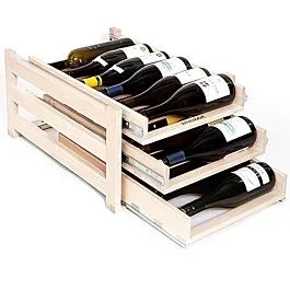 Wine Logic In-Cabinet Sliding Tray Wine Rack 18-Bottle Capacity, Solid Maple Wood
