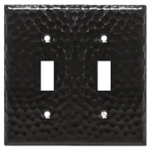 Wrought Metal 2 Toggle Light Switch Plate – Hammered Black