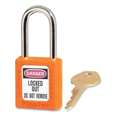 Zenex Thermoplastic Safety Lockout Padlock, 410, 1-1/2 W x 1-3/4 H Body, 1-1/2 in H Shackle, KD, Orange
